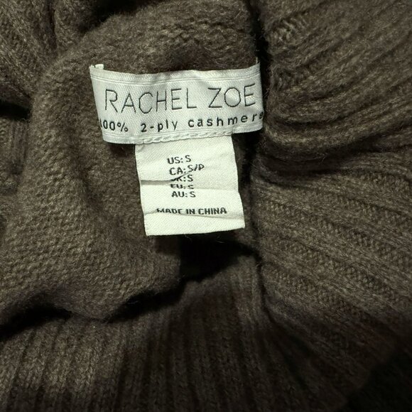 Rachel Zoe 100% Cashmere Ribbed Cowl Neck Pullover Sweater Hi-Low Oversized Smal - Picture 4 of 4